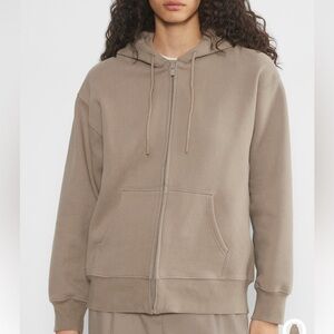 Aritzia TNA Cozy Fleece Taupe Boyfriend Hoodie